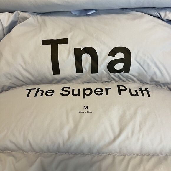 Tna Aritzia The Super Puff Jacket Size M Blue Puffer Hooded Premium Goose Down - Picture 13 of 16